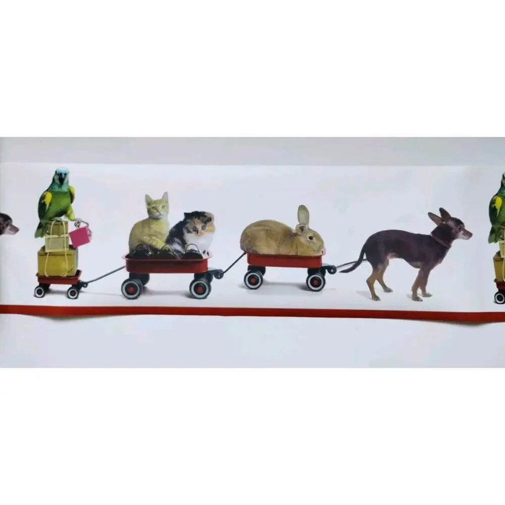 Taylor Wallcovering Pre-pasted Decorative Wall Border - Animal Train - 5 yds